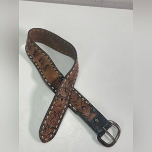 vtg Western Tooled Leather Belt Shane Kids  26'' Rodeo Cowboy Made in  Germany